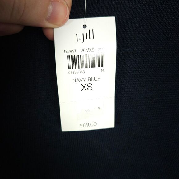 NWT J Jill Womens XS Navy Blue Lightweight Linen Blend 3/4 Sleeve Shirt Blouse - Picture 3 of 7